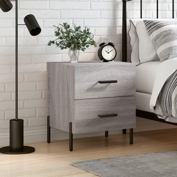 Mesita De Noche | Mesa Auxiliar | Mesilla Madera De Ingeniería Gris Sonoma 40x35x47,5 Cm Cfw69109