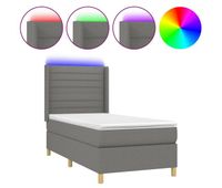 cama box spring colchon y luces led tela gris oscuro 80x200 cm rayas horizontales