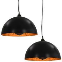 lamparas de techo 2 uds semiesfericas negro y dorado 40 cm e27 vidaxl
