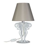 lampara de mesa circeo o24x40 cm base de hierro blanco marmol y pantalla tela arena made in italy casquillo e27 bombilla excluida