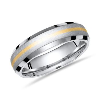 Anillo exclusivo titanio con incrustaciones oro 6mm ancho