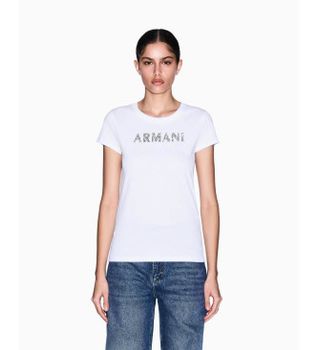 A|X Armani Exchange para mujer. XW002106AF10356U0002 Camiseta Slim Fit blanco (S), Casual, Algodón, Manga corta