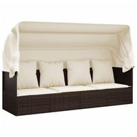 sofa tumbona de jardin  sofa de exterior con toldo cojines ratan sintetico marron