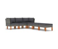 set de muebles de jardin 6 pzas y cojines ratan sintetico gris vidaxl