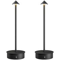 homcom juego de 2 lamparas de mesa led recargables con usb y control tactil y luz regulable o10x30 cm negro