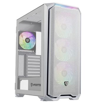Nfortec Krater X ARGB Torre ATX Cristal Templado 4 Ventiladores Soporte E-ATX Blanca