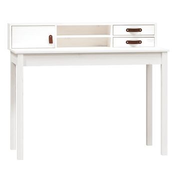 Escritorio De Madera Maciza De Pino Blanco 110x50x93 Cm Vidaxl