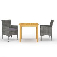 juego de comedor de jardin de 3 piezas gris vidaxl