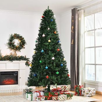 Árbol De Navidad Artificial De Acero Pvc Homcom Ø120x240 Cm-verde