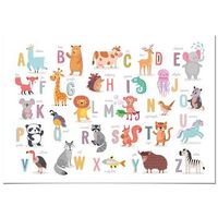 panorama cuadro de aluminio  infantiles para habitacion abecedario animales 100x70 cm