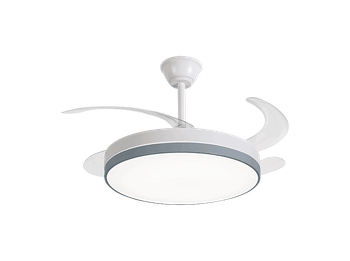 Ventilador de techo - ok. OCF 4826 ES, 80W, 6 Velocidades, Temporizador, Aspas Retráctiles, Altura Ajustable, Blanco/Gris