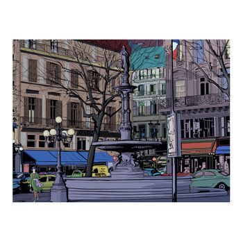 Papel Pintado 3d - Una Plaza Parisina Al Anochecer (200x154 Cm)