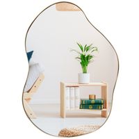 costway espejo de pared asimetrico espejo de tocador con tablero trasero de primera calidad para sala de estar bano comedor 78 x 565 cm dorado