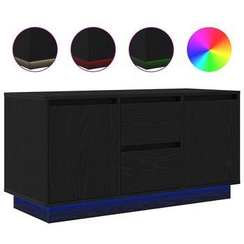 Mueble De Tv Con Luces Led Roble Negro 100x41x50 Cm Vidaxl