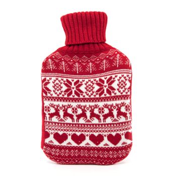 Cassandra Nordic Stars Knitted Hot Water Bottle Red With White
