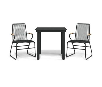 Juego de comedor de jardin 3 piezas ratán pvc negro