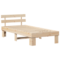 cama individual  estructura de cama con cabecera 90x200 cm madera maciza de pino cfw98544