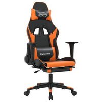 silla gaming masaje y reposapies cuero sintetico negro naranja vidaxl