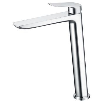Grifo Monomando Para Lavabo Alto Cromado En Latón Y Zama Con Cartucho Cerámico