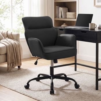 Silla De Oficina Amado En Imitación De Cuero Simil Cuero Negro 68x62x86 Cm Clp