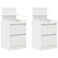 pack 2 uds mesillas de noche  mesita de noche con 2 cajones blanco 38x34x80 cm