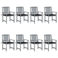 sillas de jardin con cojines 8 uds madera maciza de acacia gris vidaxl