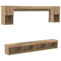 unidades de tv de pared con led con led 6 uds  mueble de salon  gabinete de tv roble artesanal