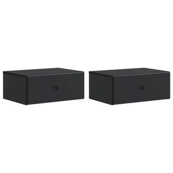 Mesita De Noche De Pared 2 Uds. Negro 49 X 34,5 X 20 Cm Vidaxl
