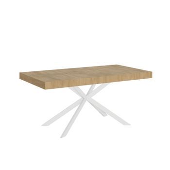 Mesa Extensible 90x160/420 Cm Plaker Roble Natural Patas Blanca