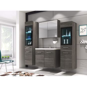 Conjunto De Muebles De Baño Madrid Ii, Juego De Muebles De Baño, Lavabo Incluido, Sin Iluminación Led, Color Bodega
