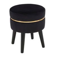 taburete de madera y terciopelo negro o cm 35x41
