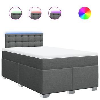 Cama Box Spring Con Colchón Tela Gris Oscuro 120x190 Cm Vidaxl