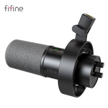 FIFINE-micrófono dinámico USB/XLR con soporte de choque, Conector de auriculares y Control de volumen, táctil y silencioso, para grabación de PC o tarjeta de sonido, K688
