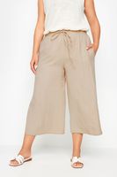yours pantalones capri beige efecto lino mujer curvy y tallas grandes yours