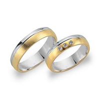 alianzas 14 quilates oro amarillo-blanco 3 diamantes