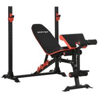 sportnow banco de musculacion multifuncional con respaldo reclinable y soporte de barras altura ajustable 180x110x126 cm negro   aosom espana