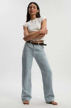 Vaqueros Boyfriend Básicos De Tiro Alto, Azul