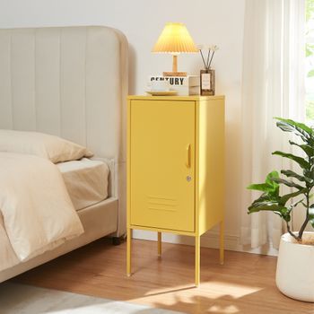 Mesa De Noche Hausjärvi 82x35x35 Cm Acero - Amarillo [en.casa]