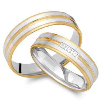 Alianzas 8 quilates oro amarillo-blanco 3 diamantes