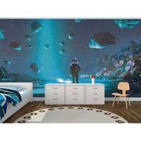 fotomural vinilo infantil planeta desconocido astronauta 500 x 300 cm
