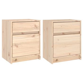 Mesitas De Noche 2 Uds Madera Maciza De Pino 40x31x50 Cm Vidaxl