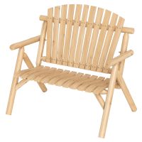 costway banco de jardin doble madera respaldo alto reposabrazos asiento listones carga 300kg patio terraza 115x80x106cm natural