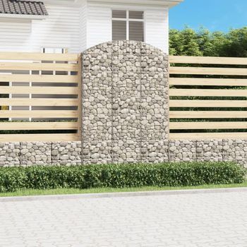 Cesta Gaviones | Gavión Para Piedras | Gavión Decorativo Forma Arco Hierro Galvanizado 150x50x220/240 Cm Cfw331813