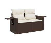 vidaxl sofa de jardin con cojines 2 plazas ratan sintetico marron