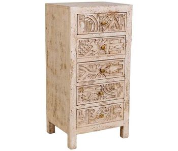 Sinfonier de madera tallado artesanal beige 45x40x100h cm