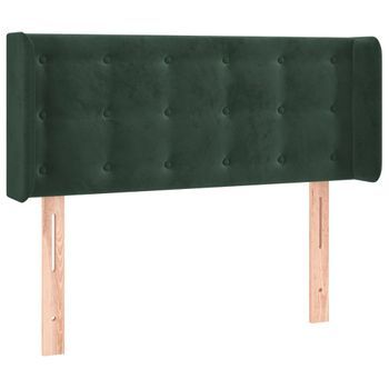 Cabecero Cama Mueble De Dormitorio Con Led De Terciopelo 103 X 16 X 78/88 Cm Verde Oscuro M02_0002016