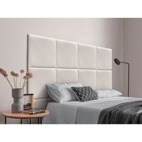 dhome cabecero tapizado para camas de 135 de polipiel premium compuesto de paneles autoadhesivos intercambiables lujo dormitorio acolchado blanco