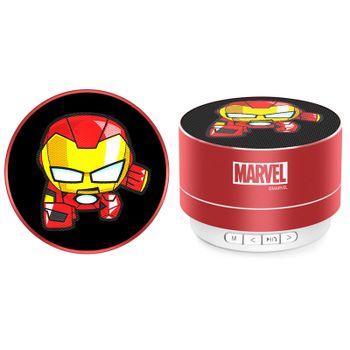 ERT GROUP Marvel Iron Man Altavoz Bluetooth, Altavoz Portátil de 3 W, Micrófono Incorporado y Radio FM, Ranura para Tarjeta Micro SD, Batería Recargable, Adecuado para Teléfonos, Tabletas y más