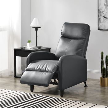 Sillón Relax Elegante - Butaca Reclinable - 102x60x92 Cm - Asiento Cómodo - Cuero Sintético Pu - Gris [en.casa]®