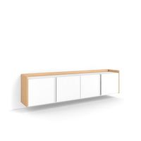 mueble tv television muebles de salon almacenaje 207x50x35 cm para tv hasta 80 colgado suspendido estilo moderno blanco y roble soft